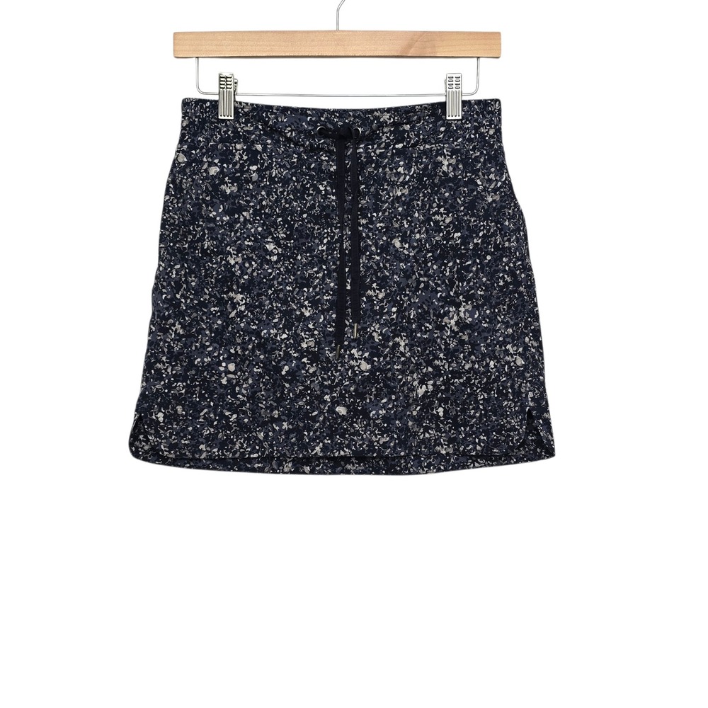 Athleta Navy Blue Abstract Pebble Print Active Skort Size 0 Drawstring Waist